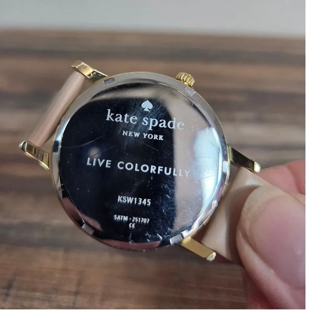 Kate Spade New York Grand Metro French Bulldog Woman's Watch Gold and Blush